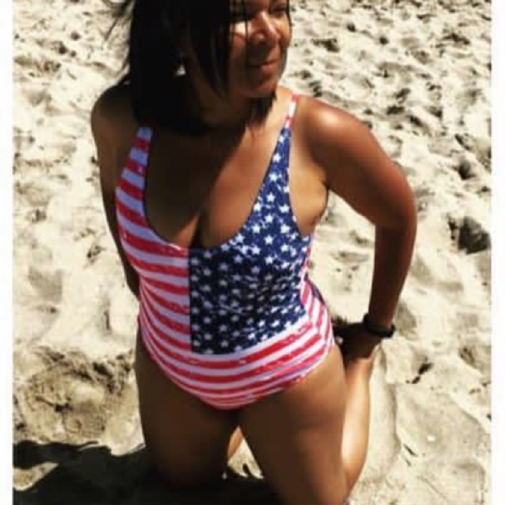 Flag design one piece swim suit